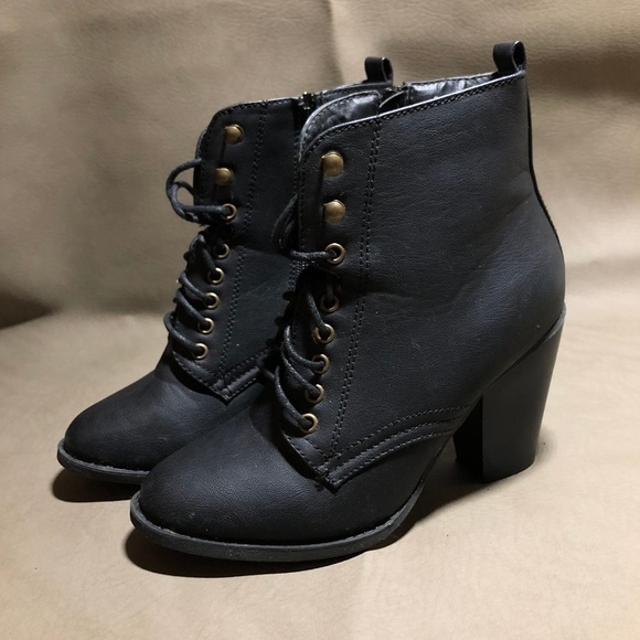 SOLD Lace Up Black Booties - Picture 3 of 4